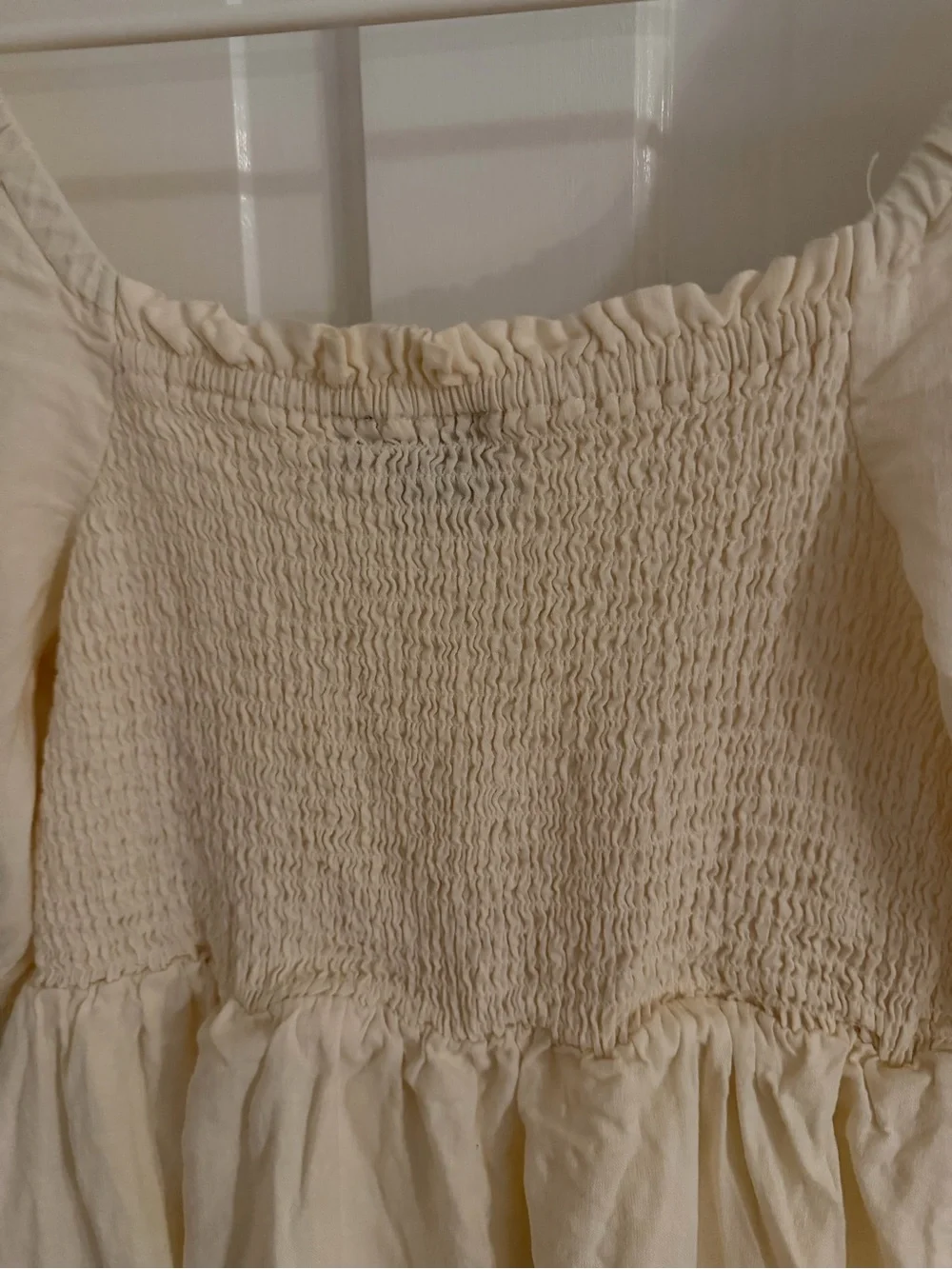 Gap CottageCore Cream Smocked Puff Sleeve Dress